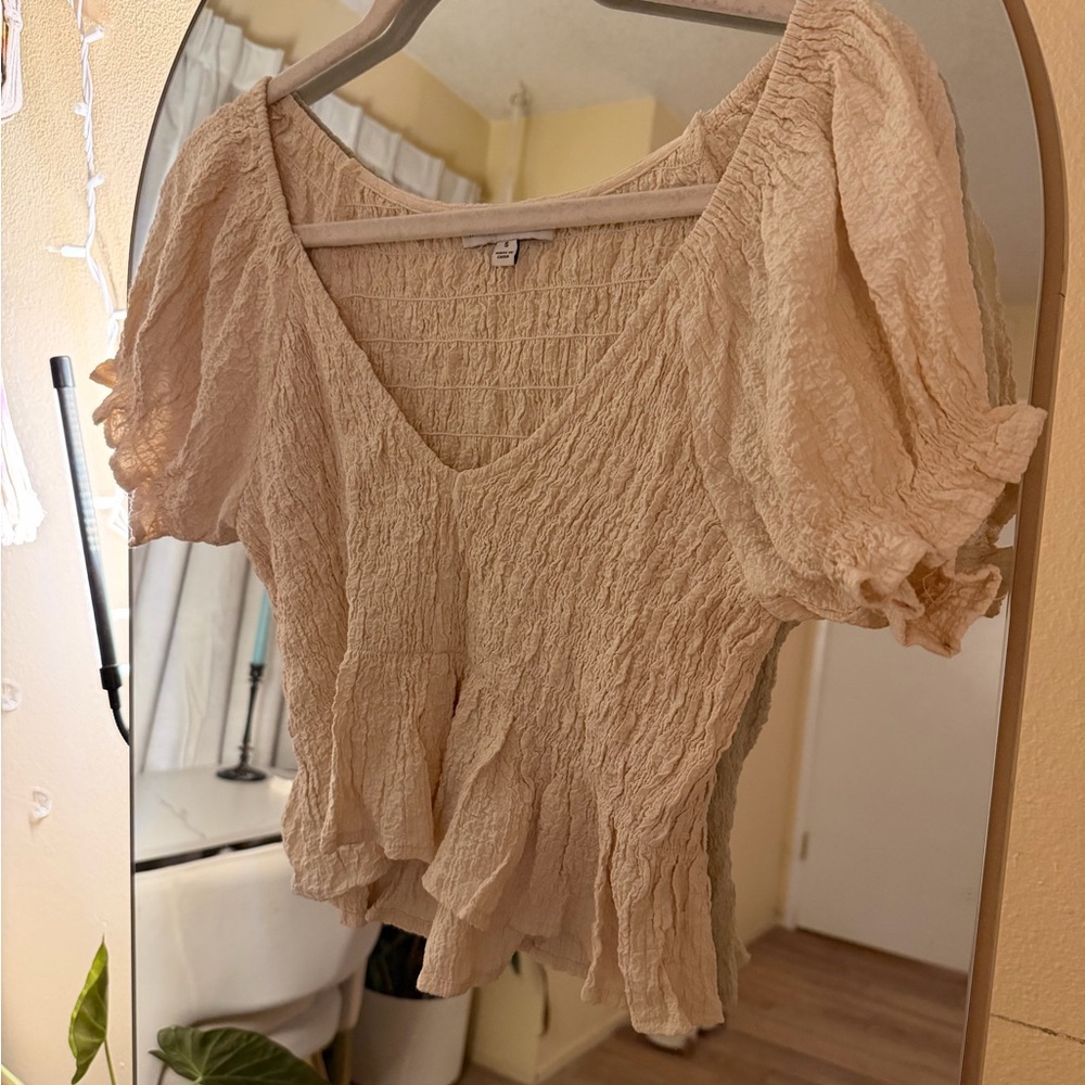 Women's Cream Textured Top